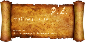 Prónay Lilla névjegykártya